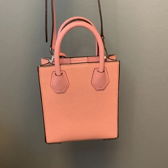 EUC - Michael Kors Mercer Extra-Small Pebbled Leather Crossbody Bag in Pink - Picture 9 of 17